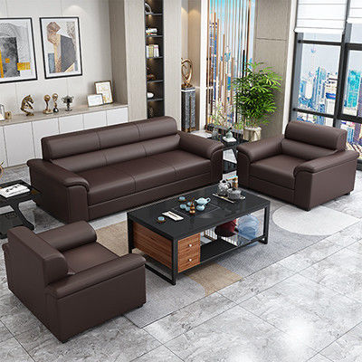Office Reception Room Furniture Set Chinese Style Sofa and Napa Leather Coffee Table
