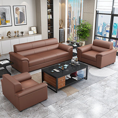 Office Reception Room Furniture Set Chinese Style Sofa and Napa Leather Coffee Table