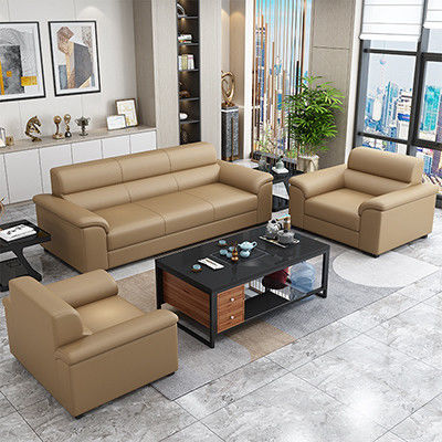 Office Reception Room Furniture Set Chinese Style Sofa and Napa Leather Coffee Table