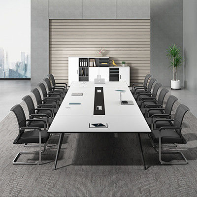 Solid Wood Office Furniture Customized Luxury White Conference Table Modern Meeting Room Table 10