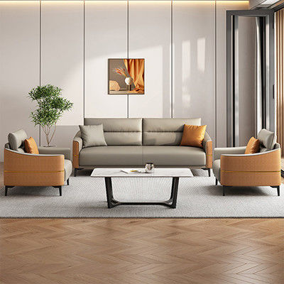 GENUINE Leather Modern Office Sofa Set Reception Sofa for Contemporary Office Talks