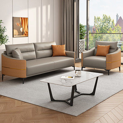 GENUINE Leather Modern Office Sofa Set Reception Sofa for Contemporary Office Talks