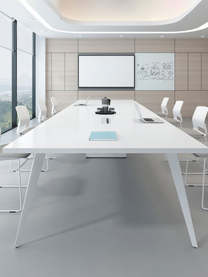 Modern White Conference Table for Office Training and Negotiation in Shopping Center