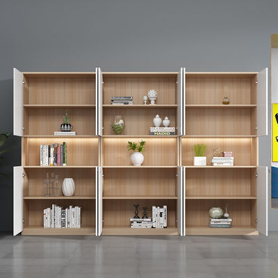 Adjustable Solid Wood Storage Bookshelf Cabinet for Office Furniture and File Storage