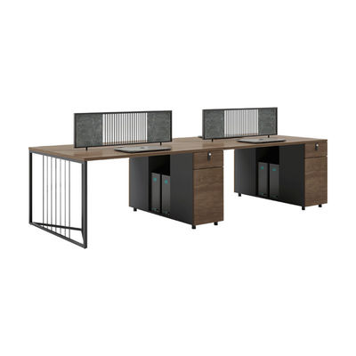 Minimalist Four Person Office Workstation with Wooden Melamine Surface Desk and Chair