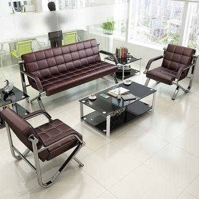 Commercial Waiting Area Furniture Set with Modern Simple Leather Sofa and Coffee Table