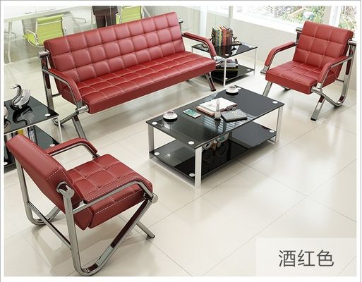 Commercial Waiting Area Furniture Set with Modern Simple Leather Sofa and Coffee Table