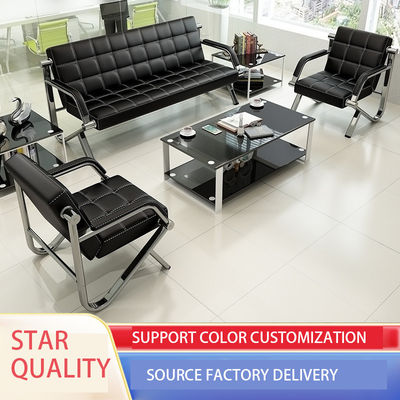 Commercial Waiting Area Furniture Set with Modern Simple Leather Sofa and Coffee Table