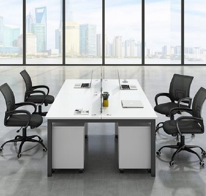 Customizable Color Modern Soild Wood Multi-person Staff Desk with Filing Cabinet Furniture