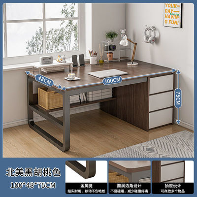 Simple Modern Office Furniture Iron Wood Bedroom Workbench Desk for in Home Offic