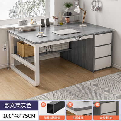 Simple Modern Office Furniture Iron Wood Bedroom Workbench Desk for in Home Offic