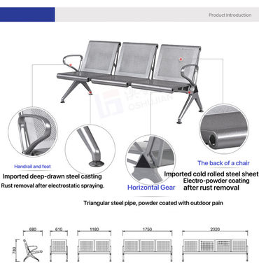 Stainless Steel Waiting Chair for Airport Bank and Hospital Customer Provided Comfort