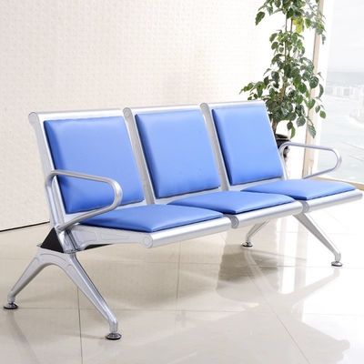 Modern Metal Stainless Steel Leather Continuous Row Chair Sofa for Public Waiting Area