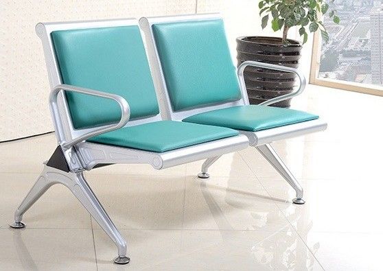 Modern Metal Stainless Steel Leather Continuous Row Chair Sofa for Public Waiting Area