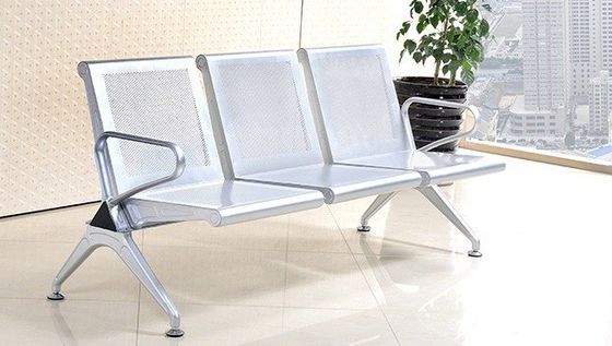 Modern Metal Stainless Steel Leather Continuous Row Chair Sofa for Public Waiting Area