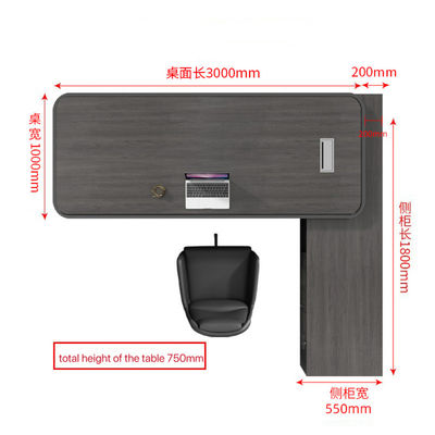 High Tech Black Boss Manager Office Table and Chair Combination for Customer Provided