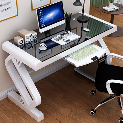 Customers Logo Office Home School Computer Desk with Tempered Glass