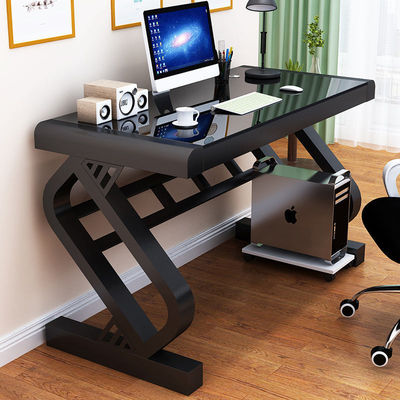 Customers Logo Office Home School Computer Desk with Tempered Glass