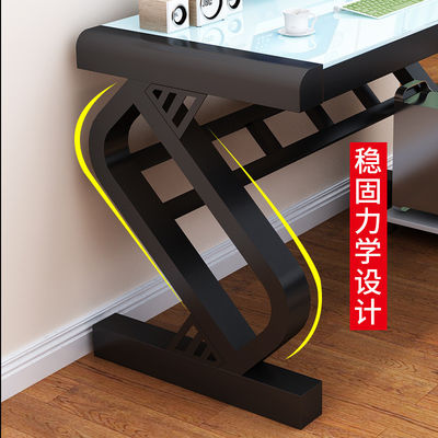 Customers Logo Office Home School Computer Desk with Tempered Glass