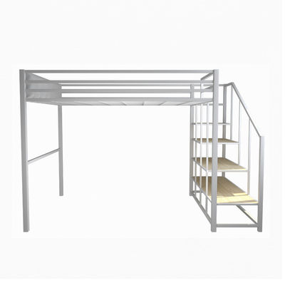 Banister Stairs Double Loft Bed with Metal Frame and Space Capsule Hotel Bed Cabinet