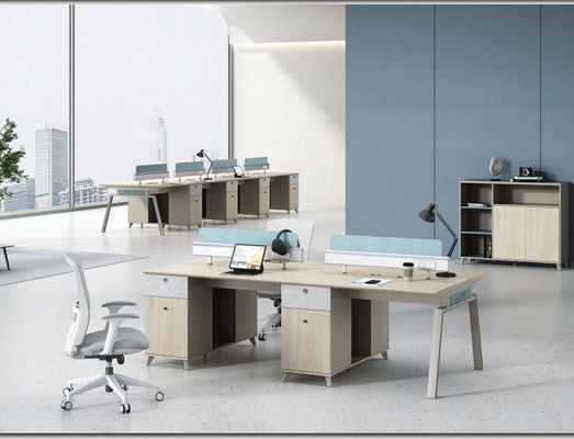 PANEL Wood Modern Style Four-Person Office Desk and Chair Combination for Workstation