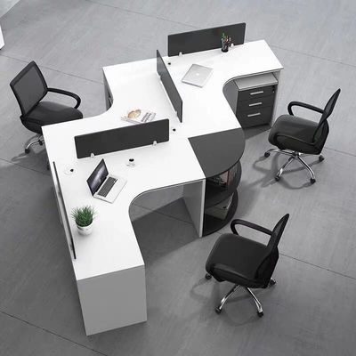 Modern Staff Workstation L-Shape Desk Set with Aluminum Frame and Panel/Fabric/Steel