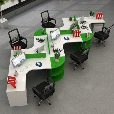 Modern Staff Workstation L-Shape Desk Set with Aluminum Frame and Panel/Fabric/Steel