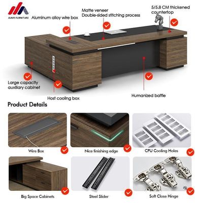 Extendable Wooden Executive Desk Customized Office Furniture for President and Staff