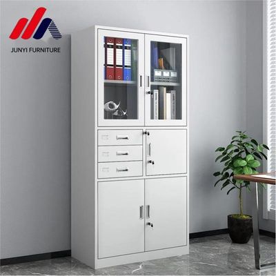 Easy Assembling Office Cabinets with Locks and Glass Doors Heavy Duty Metal Construction